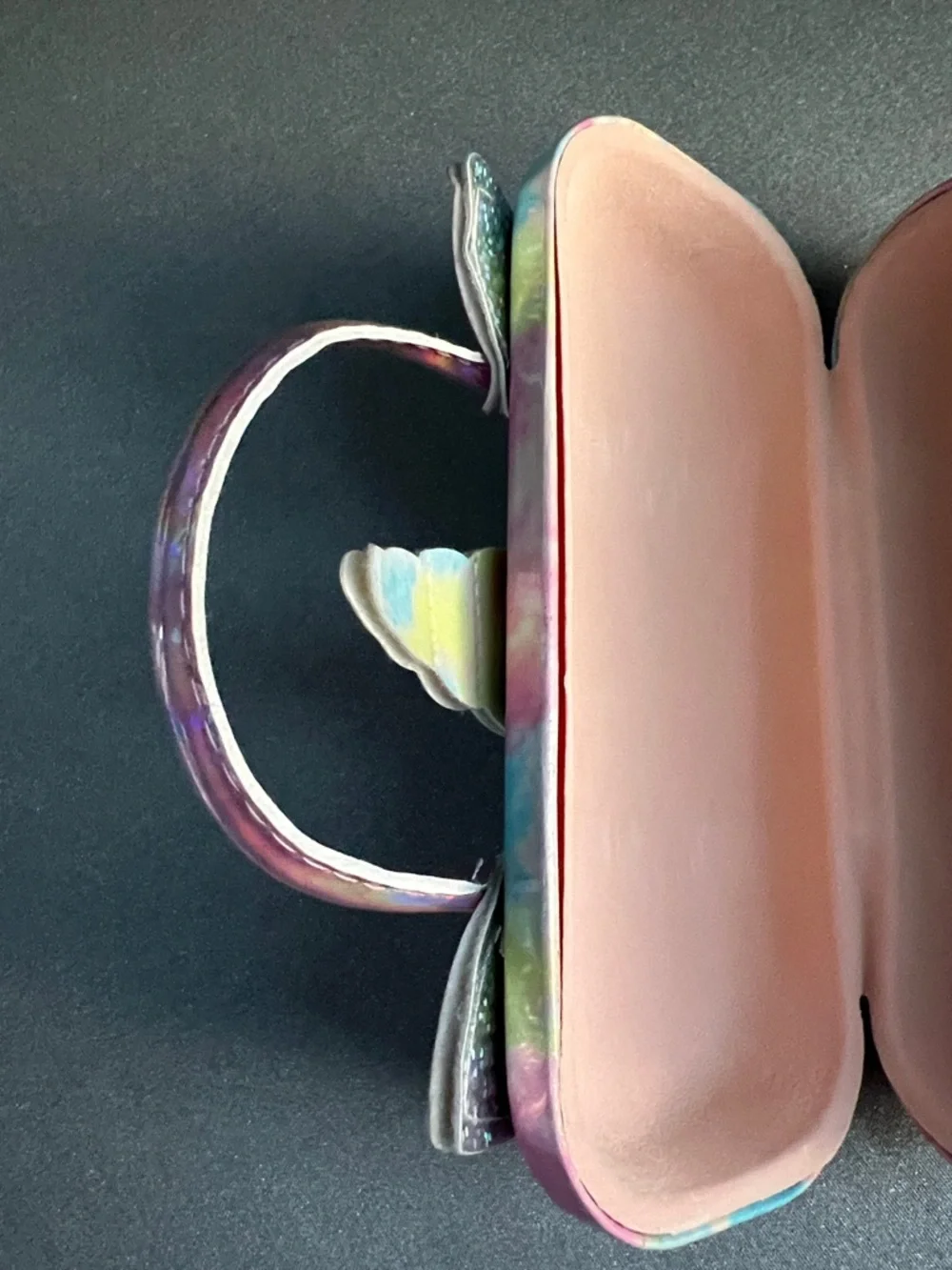 Unicorn Pastel Tie-Dye Glitter Eyelashes Ears Top-Handle Sunglasses 6” Case
